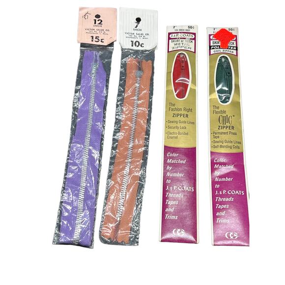 Vintage Zipper Set for Sewing Crafts Dress Skirt Pants Set of 8 - Picture 3 of 3